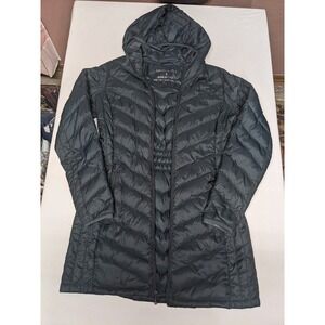 London Fog Womens Small Gray Green Packable Down Hooded Puffer Jacket